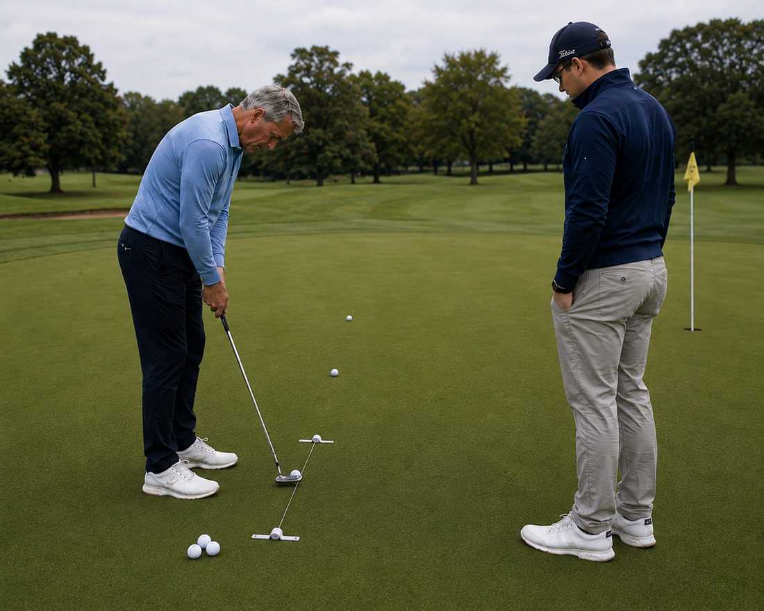 Craig coaching putting technique on a golf green