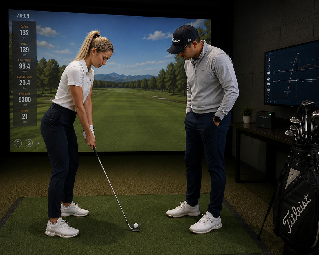 Craig providing one-to-one golf coaching to a female golfer